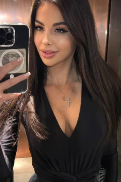 Daniela portrait with alluring cleavage and elegant styling in Amsterdam